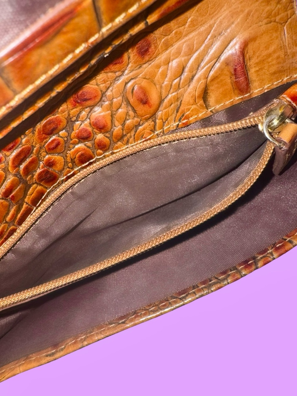 Brahmin Croc-Embossed Leather Wallet Brown - Picture 6 of 6